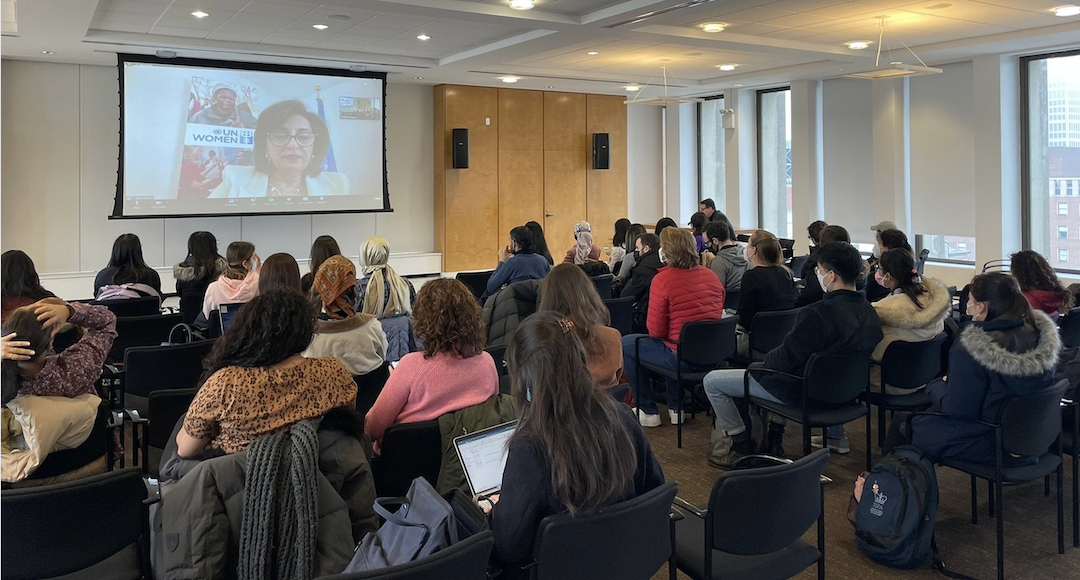 Students attend presentation by Sima Bahous, Executive Director of UN Women